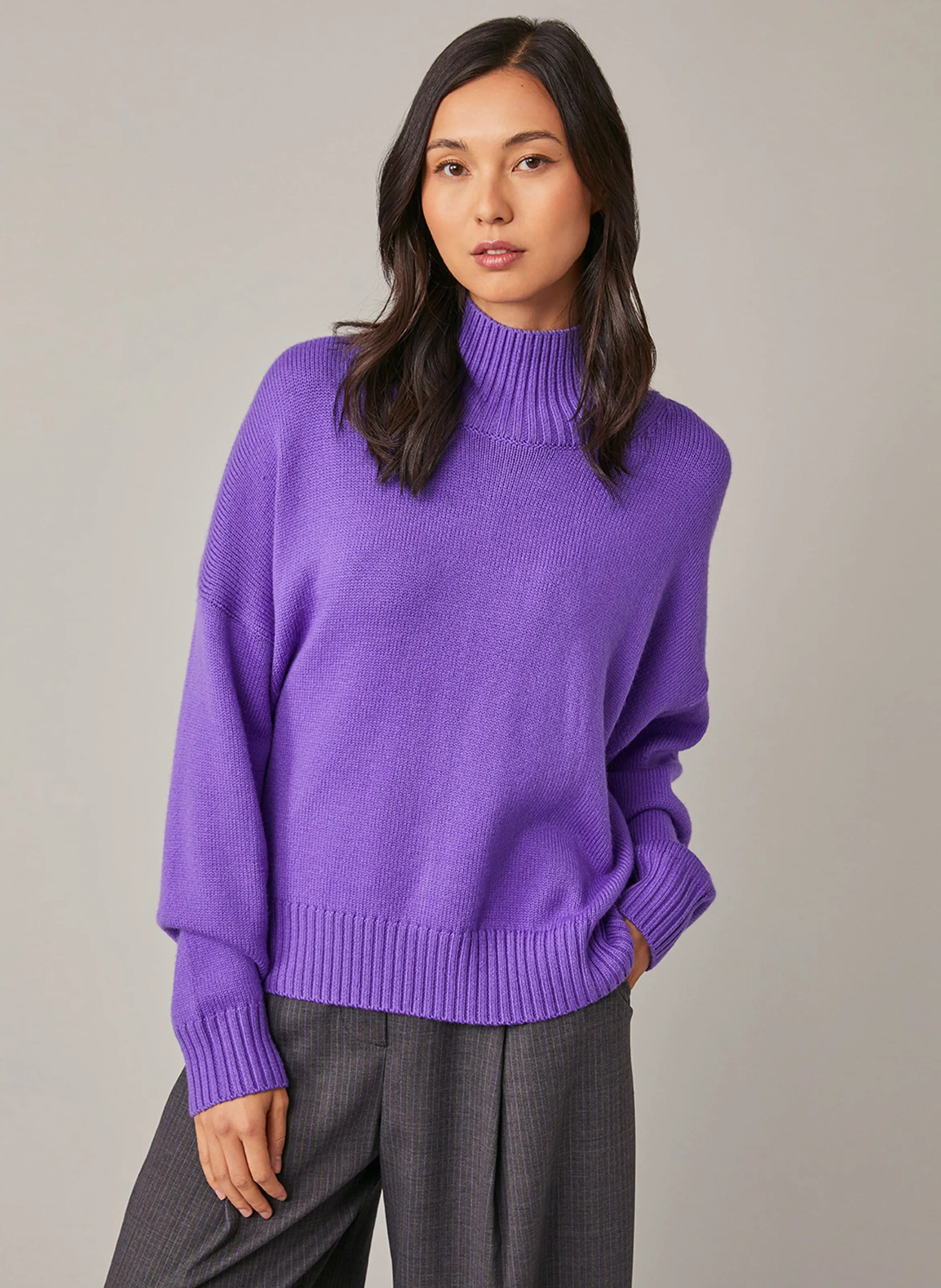 HARRIS WILSON ENOCE - Jersey oversize con cuello alto en violeta