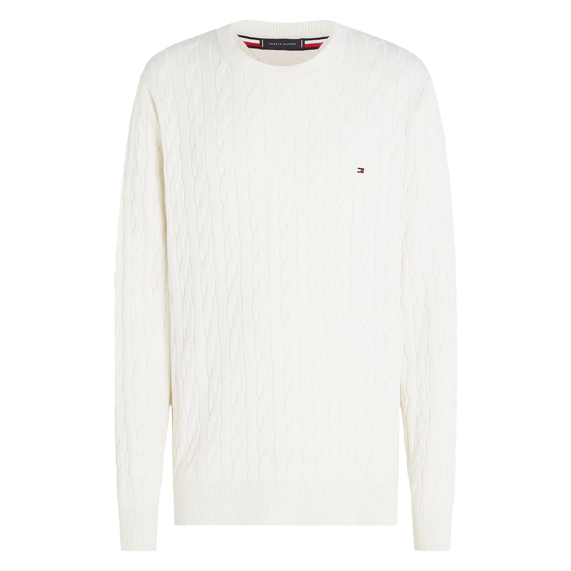 TOMMY HILFIGER Jersey de algodón orgánico con cuello redondo recto. en blanco