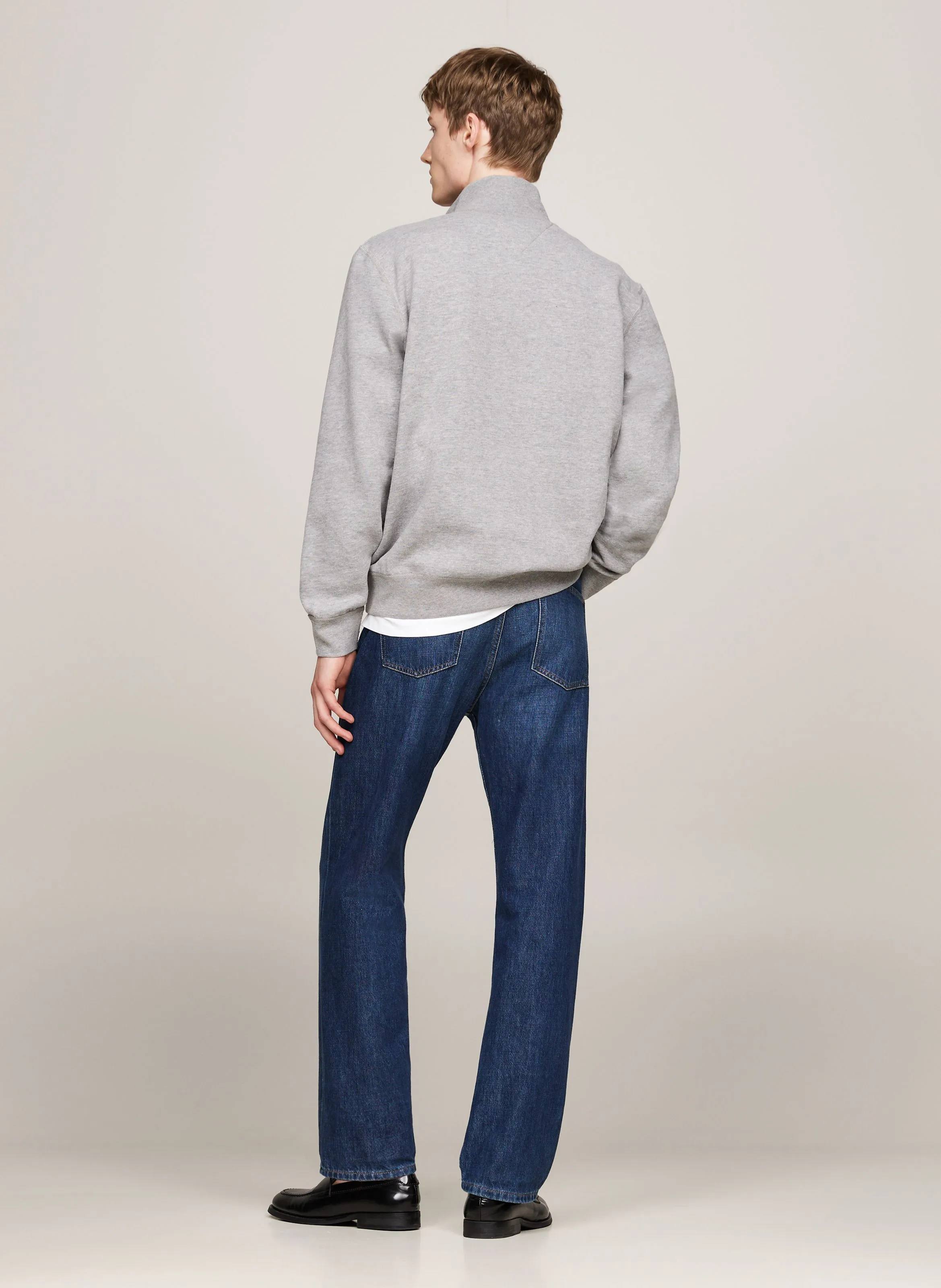 TOMMY HILFIGER Jersey recto de mezcla de punto con cuello alto en gris
