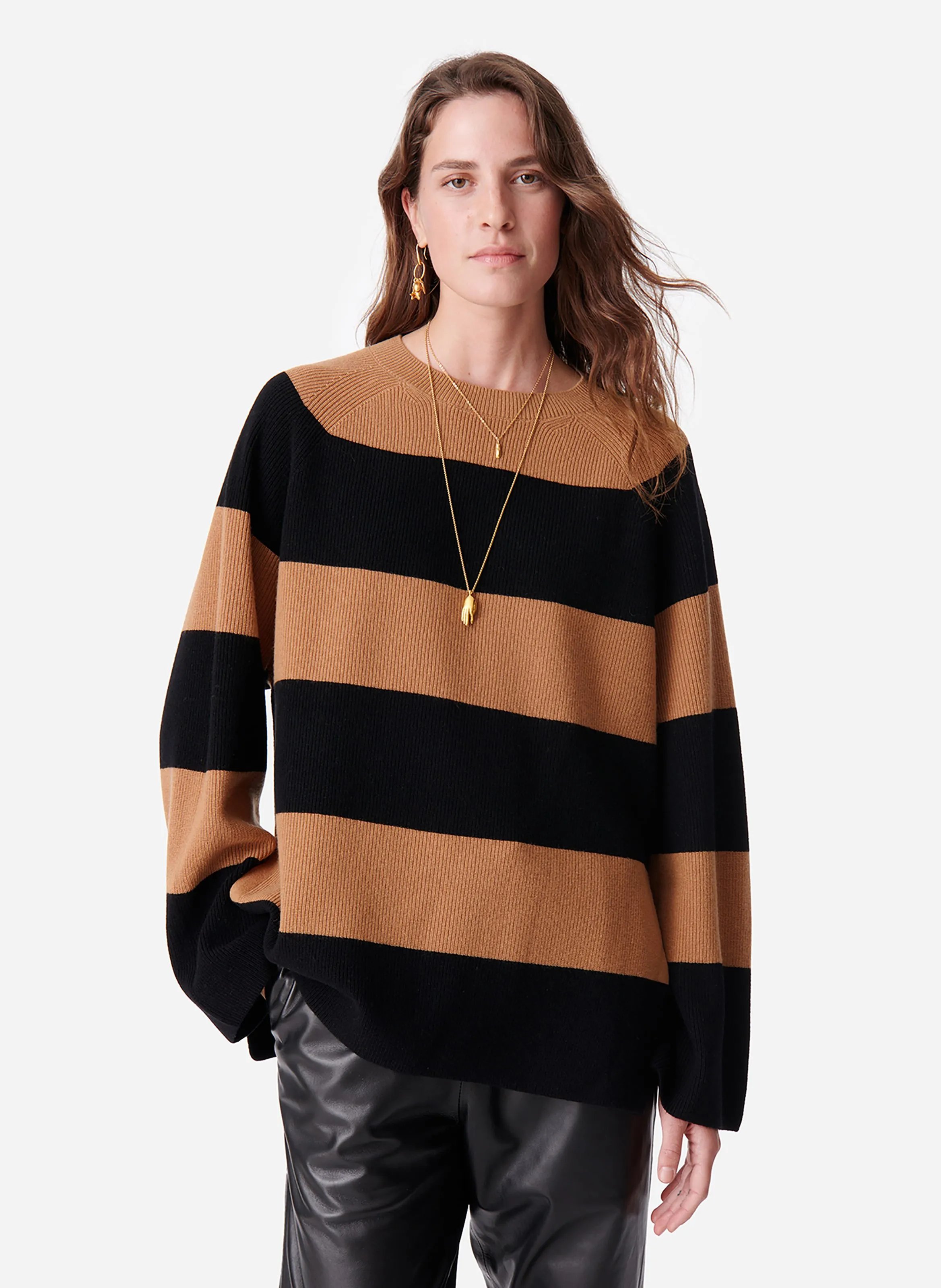 VANESSA BRUNO DANIA - Jersey holgado de lana con cuello redondo en multicolor